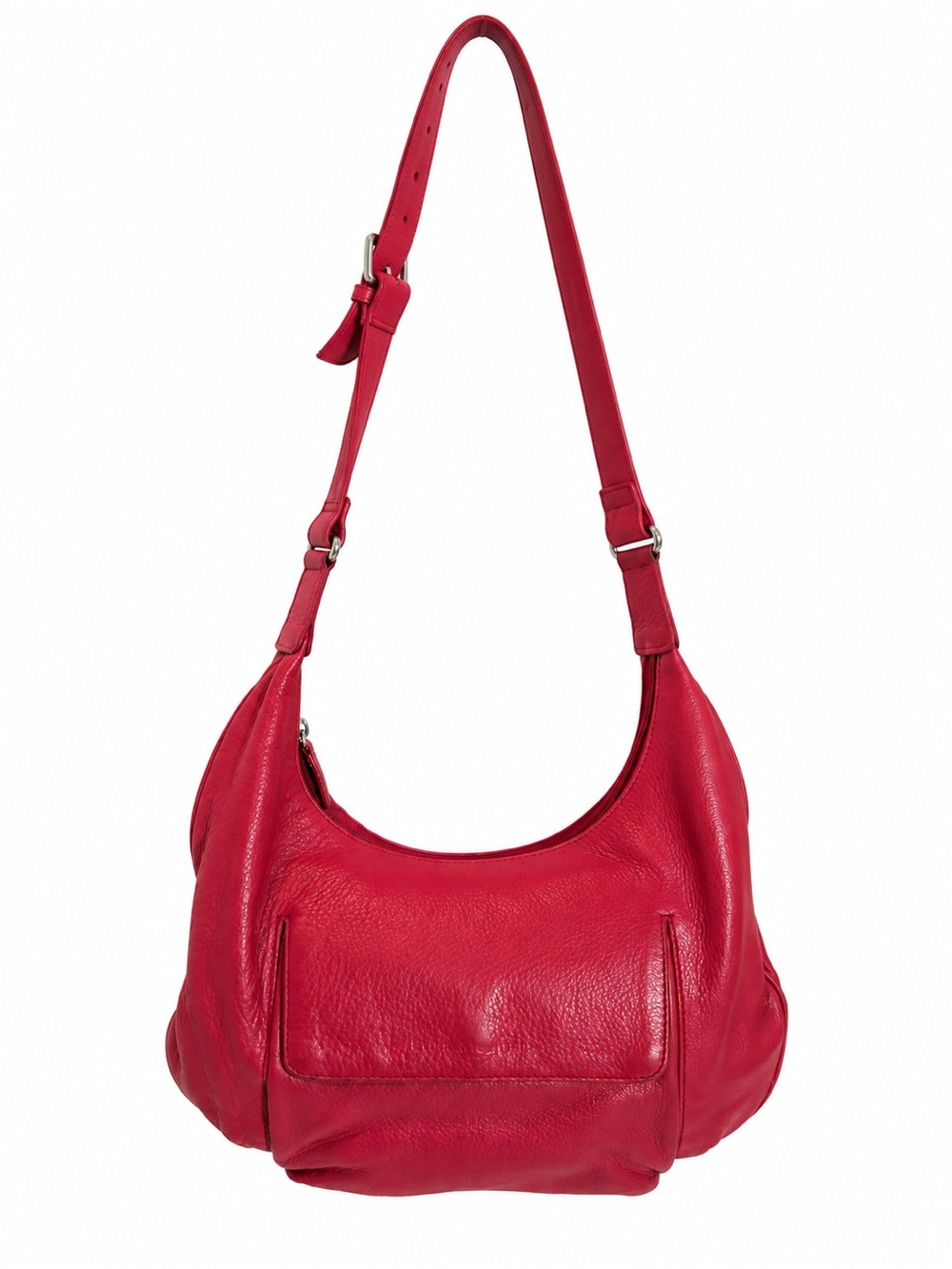 Stone Mountain Red Pebbled Leather Hobo Bag Adjustable Strap